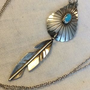Native American Turquoise Feather Necklace